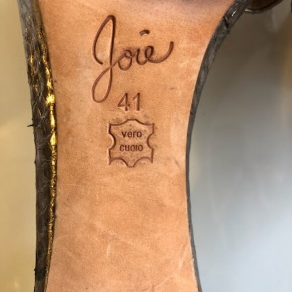 New JOIE Jaclyn Metallic Snakeskin Leather Stiletto Heel Sandal 9.5 MSRP $295 - Picture 6 of 7